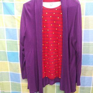 2313 Size Large (Fit is more XL to 1X)  Kim Rogers Top and Cardigan.